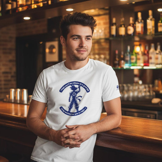 Camiseta blanca dibujo anime en azul