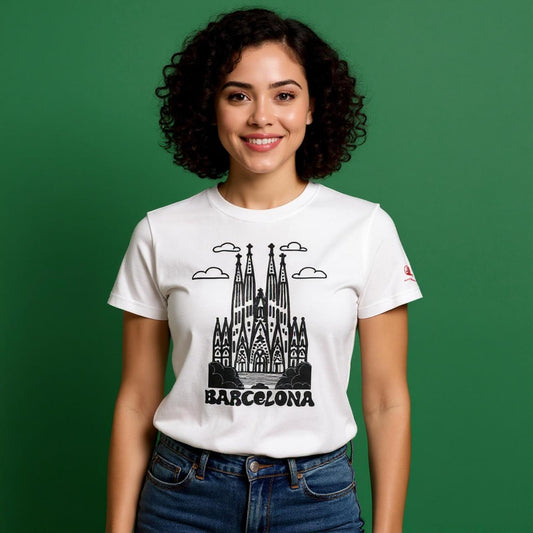 Camiseta Barcelona  imagen y texto, sagrada familia