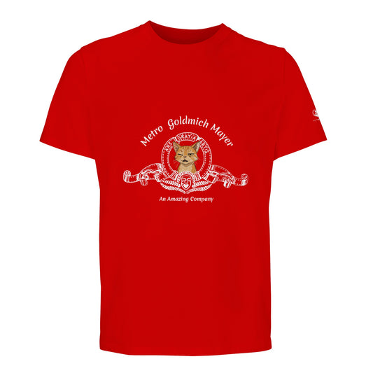 Camiseta Roja estampado en blanco de gato haragán ann and mate