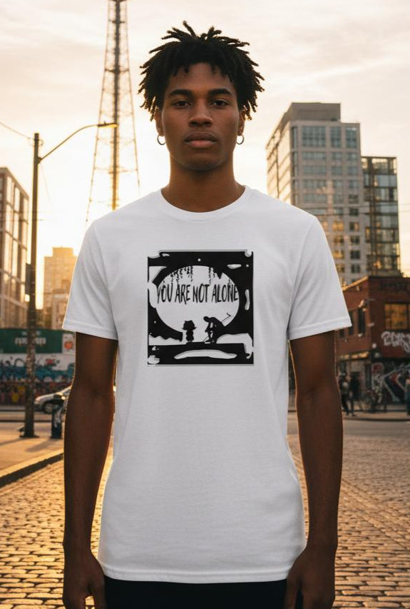 Camiseta blanca de algodón orgánico con estampado negro